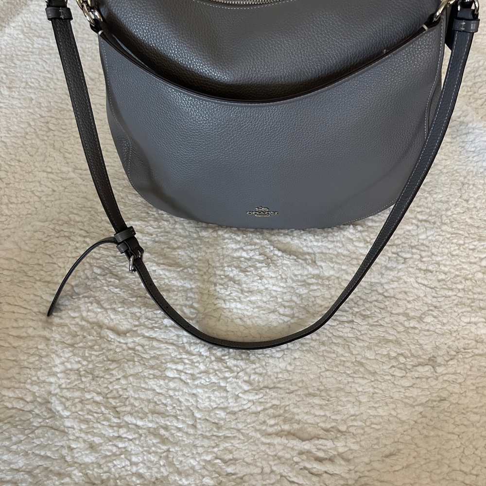 Coach gray Leather Shoulder Bag with Metallic Accents